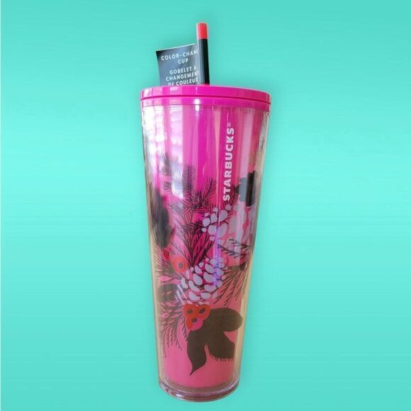 Starbucks Color-Changing Tumbler 24 Oz Hot Pink With Lid & Straw - Picture 1 of 5